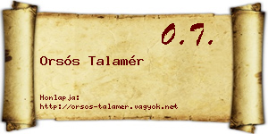 Orsós Talamér névjegykártya